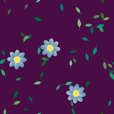 Yapraksız desenli soyut çiçekler, vektör illüstrasyonu