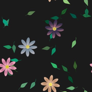 Yapraksız desenli soyut çiçekler, vektör illüstrasyonu