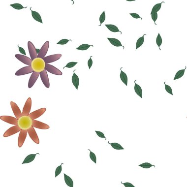 Yapraksız desenli soyut çiçekler, vektör illüstrasyonu