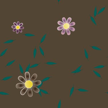 Yapraksız desenli soyut çiçekler, vektör illüstrasyonu