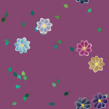 Yapraksız desenli soyut çiçekler, vektör illüstrasyonu