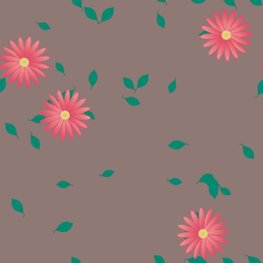 Yapraksız desenli soyut çiçekler, vektör illüstrasyonu