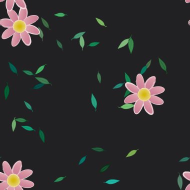 Yapraksız desenli soyut çiçekler, vektör illüstrasyonu