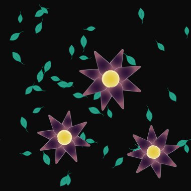 Yapraksız desenli soyut çiçekler, vektör illüstrasyonu