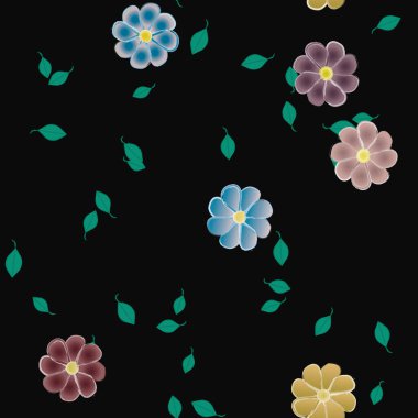 Yapraksız desenli soyut çiçekler, vektör illüstrasyonu