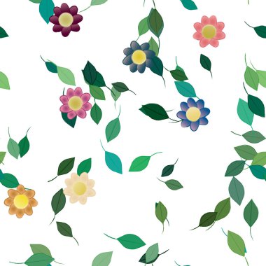 Yapraksız desenli soyut çiçekler, vektör illüstrasyonu