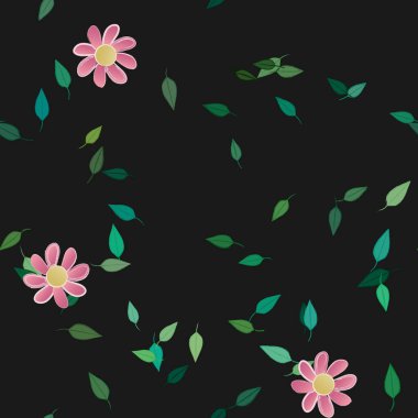 Yapraksız desenli soyut çiçekler, vektör illüstrasyonu