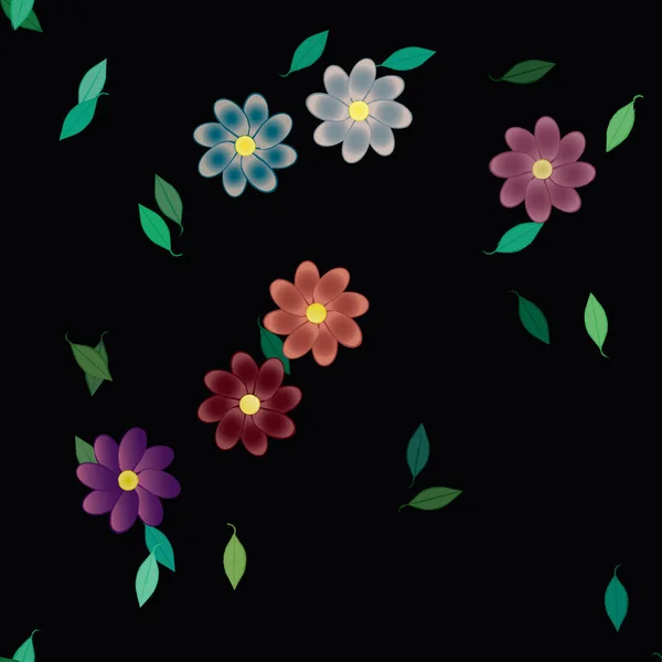 Flores Colores Hojas Fondo — Vector de stock