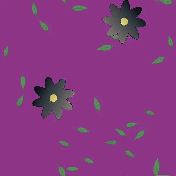 Flores Abstractas Con Hojas Patrón Sin Costura Ilustración Vectorial — Vector de stock