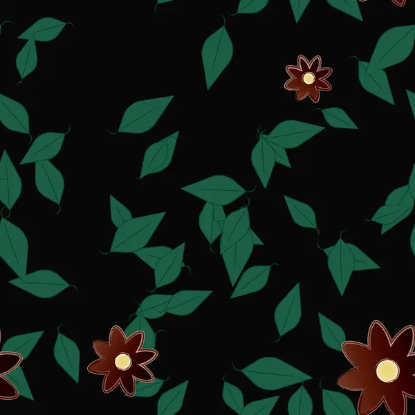 Fleurs Abstraites Avec Des Feuilles Motif Sans Couture Illustration Vectorielle — Image vectorielle