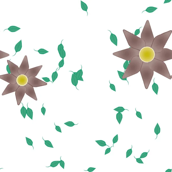 Flores Abstractas Con Hojas Patrón Sin Costura Ilustración Vectorial — Vector de stock