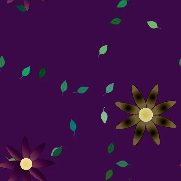 Flores Abstractas Con Hojas Patrón Sin Costura Ilustración Vectorial — Vector de stock