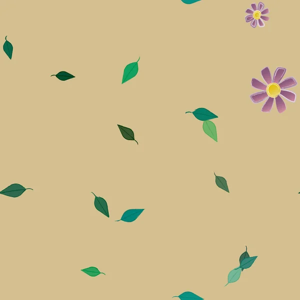 Abstrakte Blüten Mit Blättern Nahtlosem Muster Vektorillustration — Stockvektor