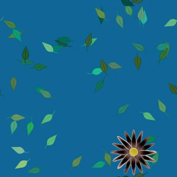 Fleurs Simples Avec Des Feuilles Vertes Composition Libre Illustration Vectorielle — Image vectorielle