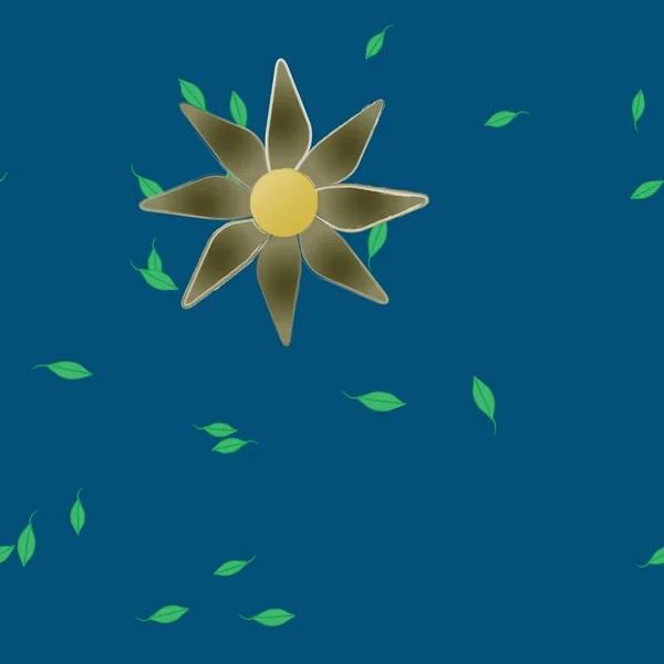 Flores Abstractas Con Hojas Patrón Sin Costura Ilustración Vectorial — Vector de stock