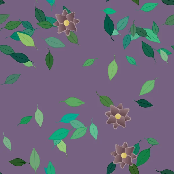 Flores Abstractas Con Hojas Patrón Sin Costura Ilustración Vectorial — Vector de stock