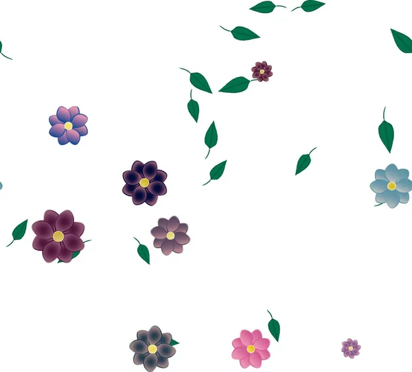 Fleurs Abstraites Avec Des Feuilles Motif Sans Couture Illustration Vectorielle — Image vectorielle