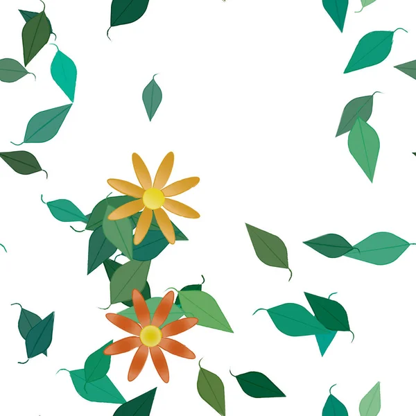 Fleurs Abstraites Avec Des Feuilles Motif Sans Couture Illustration Vectorielle — Image vectorielle