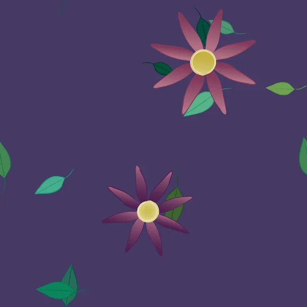 Fleurs Abstraites Avec Des Feuilles Motif Sans Couture Illustration Vectorielle — Image vectorielle