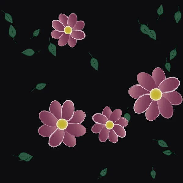 Flores Colores Hojas Fondo — Vector de stock