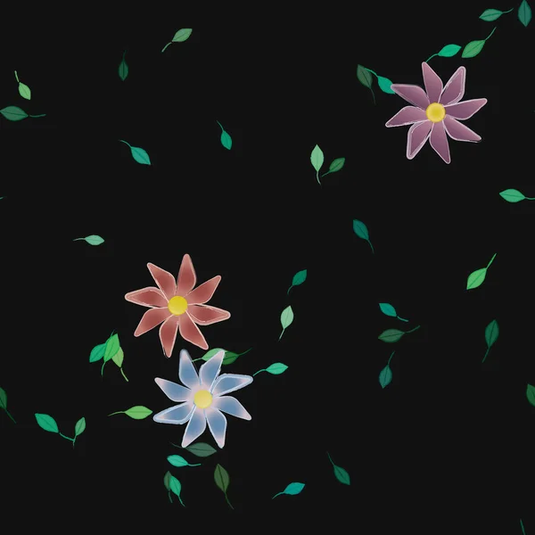 Цветные Цветы Листья Фона — стоковый вектор