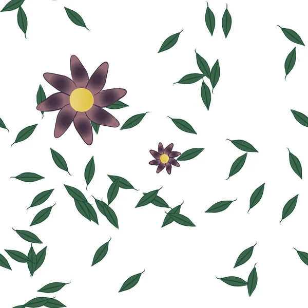 Flores Abstratas Com Folhas Sem Costura Padrão Ilustração Vetorial —  Vetores de Stock