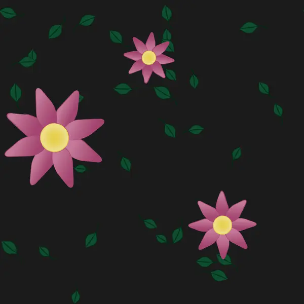 Flores Abstractas Con Hojas Patrón Sin Costura Ilustración Vectorial — Vector de stock