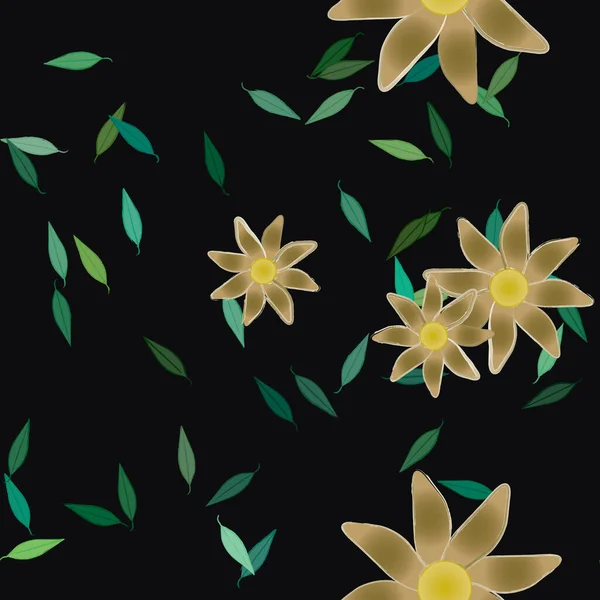 Fleurs Abstraites Avec Des Feuilles Motif Sans Couture Illustration Vectorielle — Image vectorielle