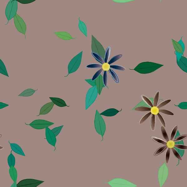 Fleurs Abstraites Avec Des Feuilles Motif Sans Couture Illustration Vectorielle — Image vectorielle