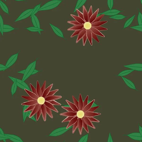 Fleurs Abstraites Avec Des Feuilles Motif Sans Couture Illustration Vectorielle — Image vectorielle