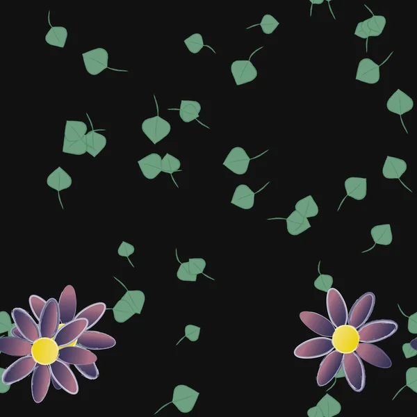 Fleurs Abstraites Avec Des Feuilles Motif Sans Couture Illustration Vectorielle — Image vectorielle