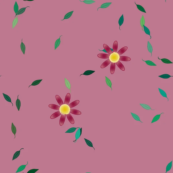 Fleurs Abstraites Avec Des Feuilles Motif Sans Couture Illustration Vectorielle — Image vectorielle