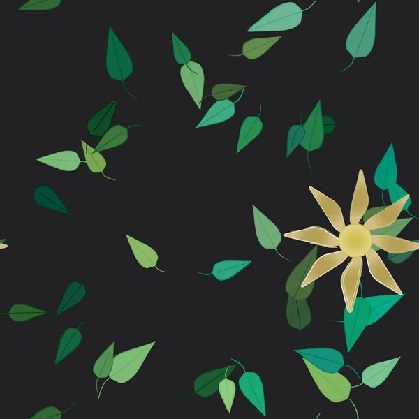 Fleurs Abstraites Avec Des Feuilles Motif Sans Couture Illustration Vectorielle — Image vectorielle