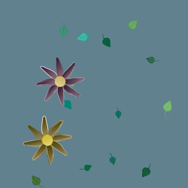 Fleurs Abstraites Avec Des Feuilles Motif Sans Couture Illustration Vectorielle — Image vectorielle