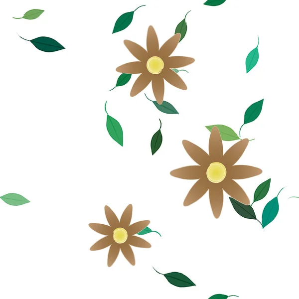 Fleurs Abstraites Avec Des Feuilles Motif Sans Couture Illustration Vectorielle — Image vectorielle