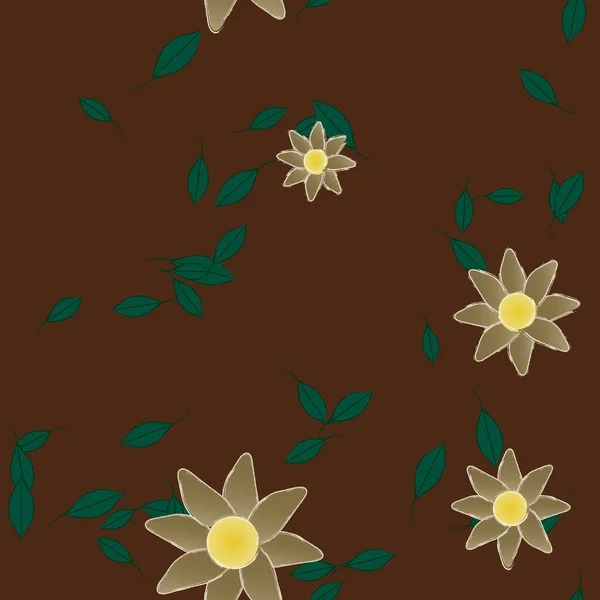 Fleurs Abstraites Avec Des Feuilles Motif Sans Couture Illustration Vectorielle — Image vectorielle