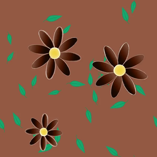 Abstracte Bloemen Met Bladeren Naadloos Patroon Vector Illustratie — Stockvector