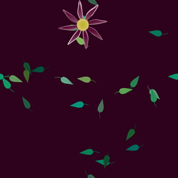 Abstrakta Blommor Med Blad Sömlös Mönster Vektor Illustration — Stock vektor