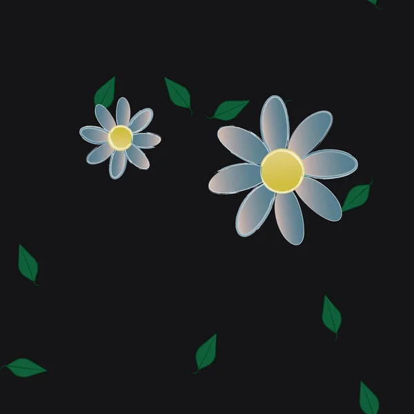 Flores Abstractas Con Hojas Patrón Sin Costura Ilustración Vectorial — Vector de stock