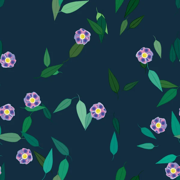 Fleurs Abstraites Avec Des Feuilles Motif Sans Couture Illustration Vectorielle — Image vectorielle