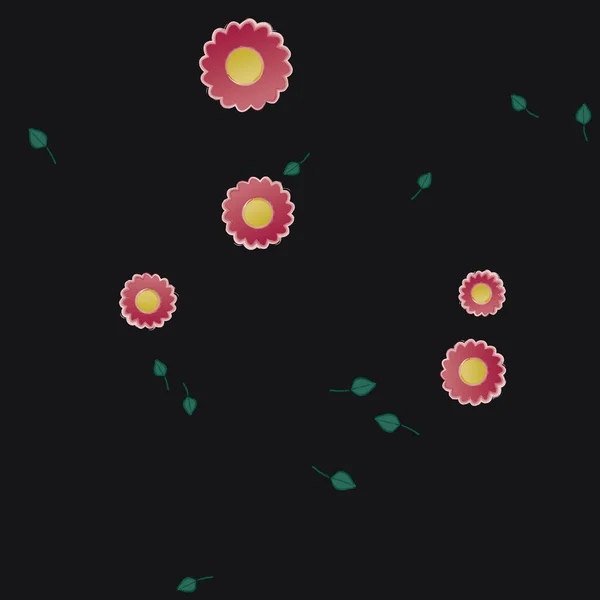 Fiori Astratti Con Foglie Modello Senza Soluzione Continuità Illustrazione Vettoriale — Vettoriale Stock