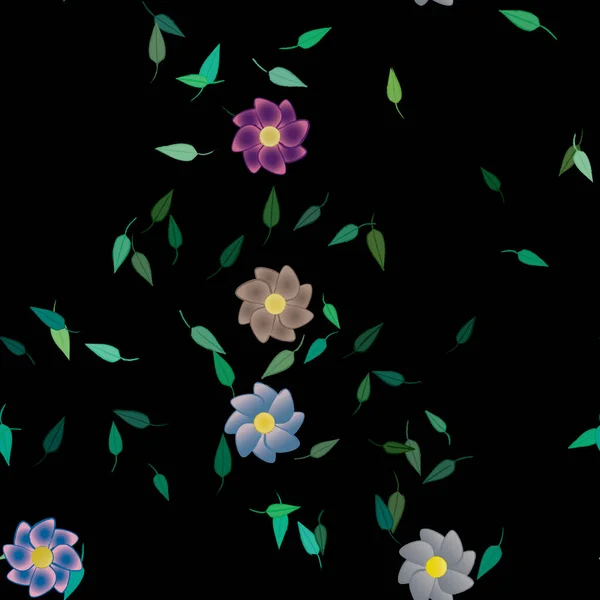 Flores Colores Hojas Fondo — Archivo Imágenes Vectoriales