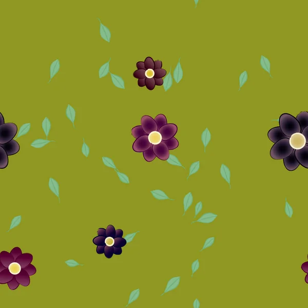 Gratis Compositie Met Eenvoudige Kleurrijke Bloemen Bladeren Voor Behang Vector — Stockvector