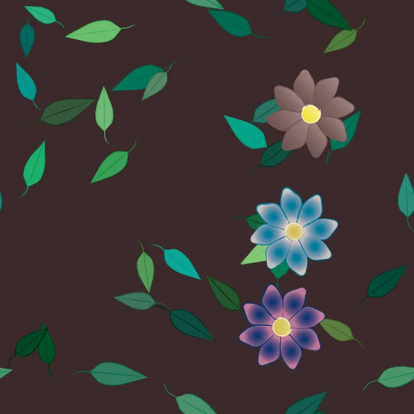 Fleurs Abstraites Avec Des Feuilles Motif Sans Couture Illustration Vectorielle — Image vectorielle