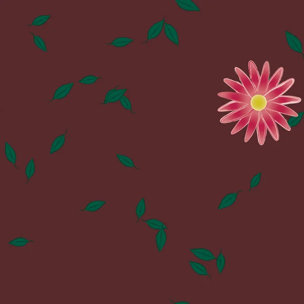 Flores Abstractas Con Hojas Patrón Sin Costura Ilustración Vectorial — Vector de stock