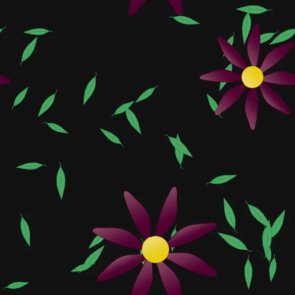 Fleurs Abstraites Avec Des Feuilles Motif Sans Couture Illustration Vectorielle — Image vectorielle