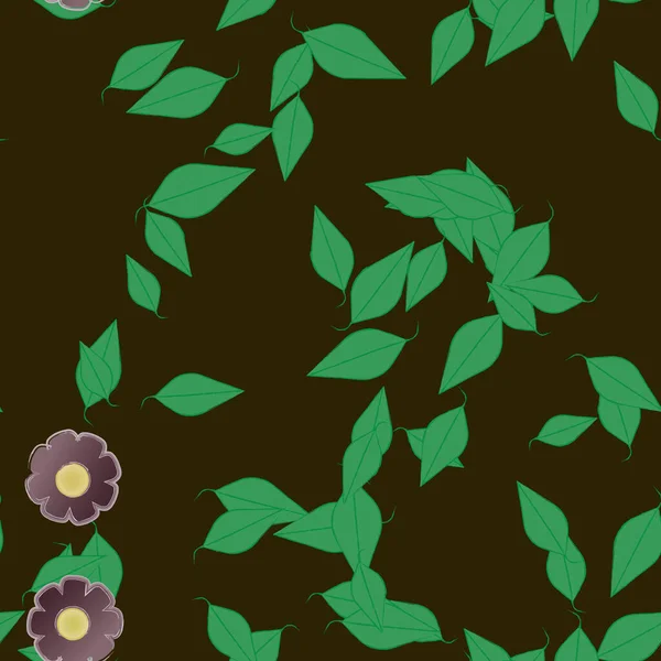 葉のシームレスなパターンを持つ抽象的な花 ベクターイラスト — ストックベクタ