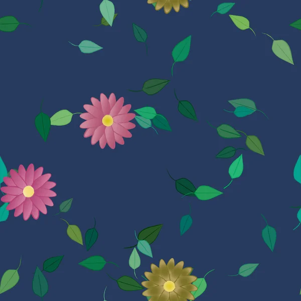 Fleurs Abstraites Avec Des Feuilles Motif Sans Couture Illustration Vectorielle — Image vectorielle