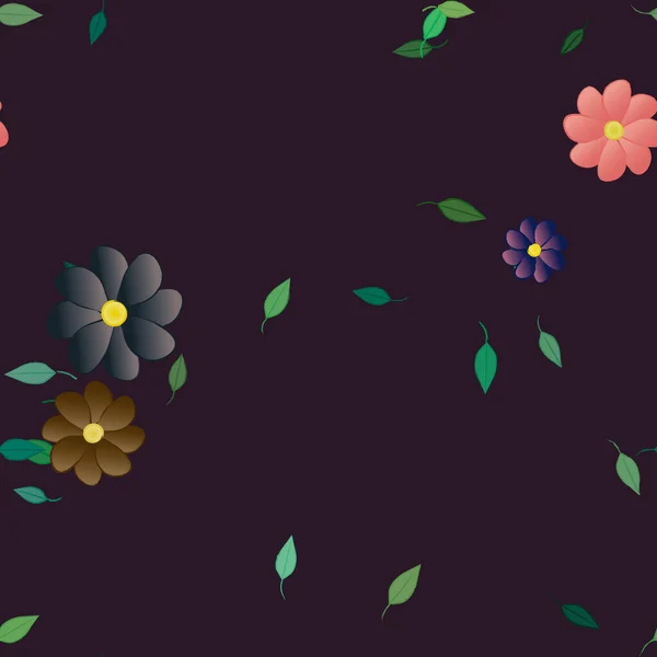 Flores Colores Hojas Fondo — Vector de stock