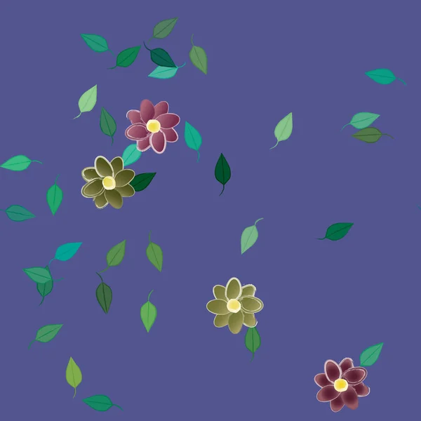 Kolorowe Kwiaty Liście Tło — Wektor stockowy